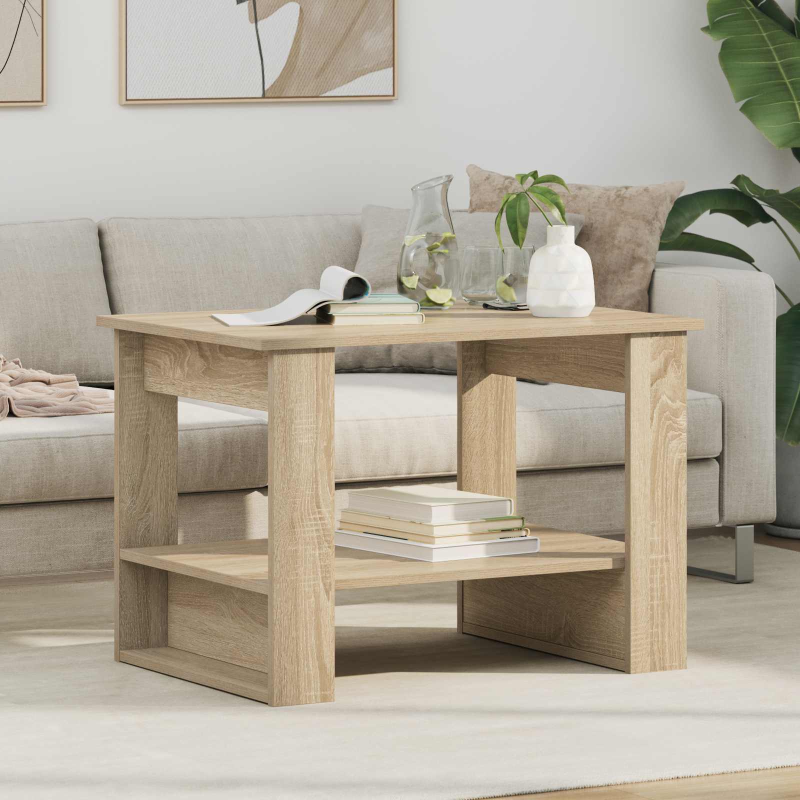vidaXL Salontafel Wit 72 x 50 x 50 cm Bewerkt hout