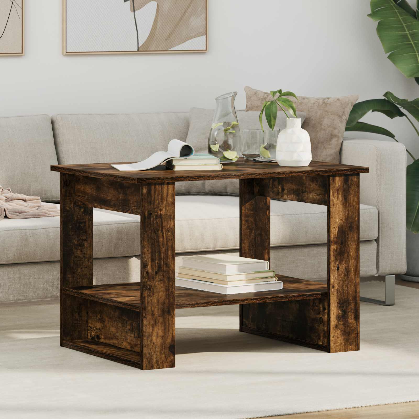 vidaXL Salontafel Wit 72 x 50 x 50 cm Bewerkt hout