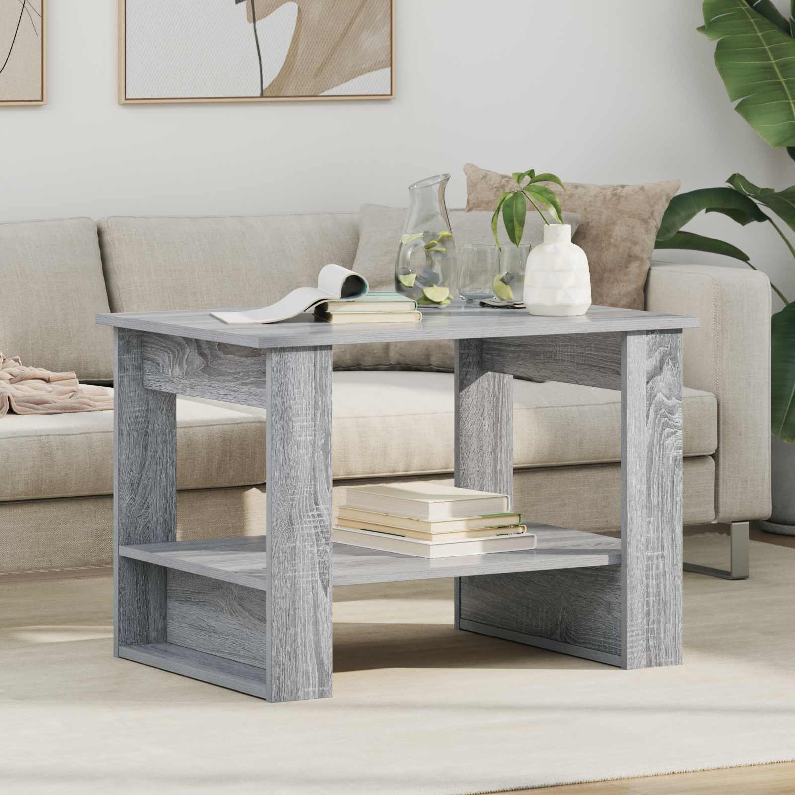 vidaXL Salontafel Wit 72 x 50 x 50 cm Bewerkt hout
