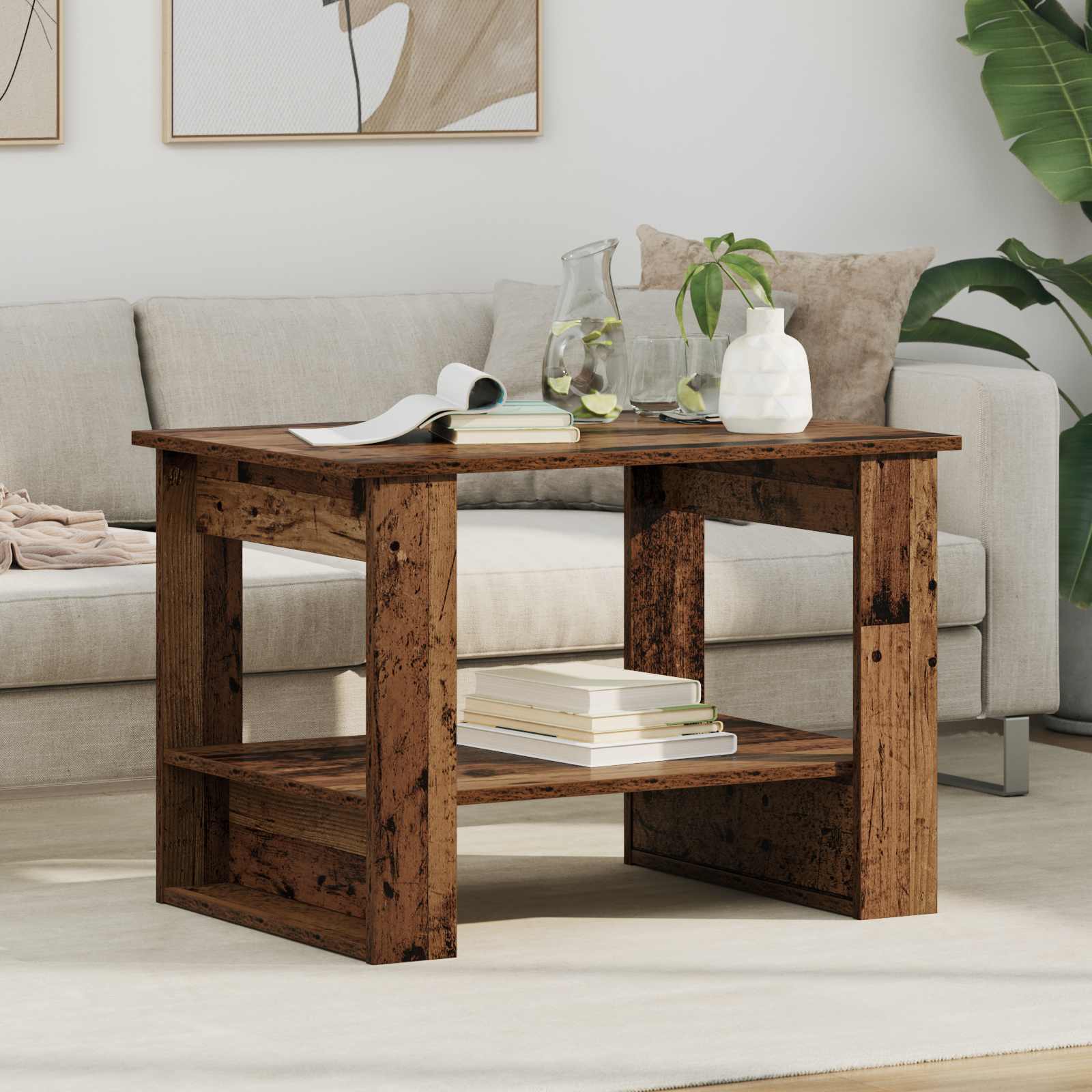 vidaXL Salontafel Wit 72 x 50 x 50 cm Bewerkt hout