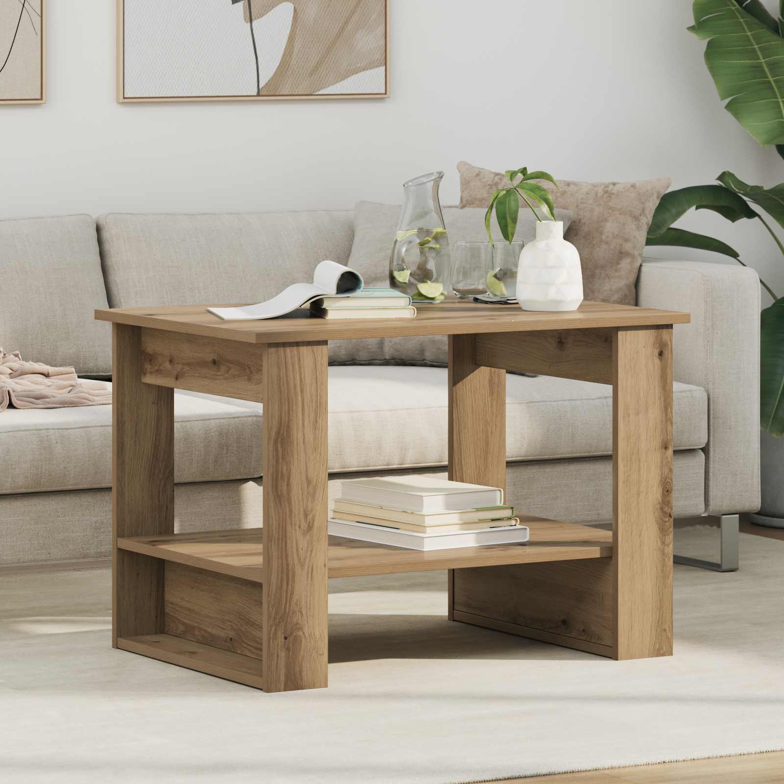 vidaXL Salontafel Wit 72 x 50 x 50 cm Bewerkt hout