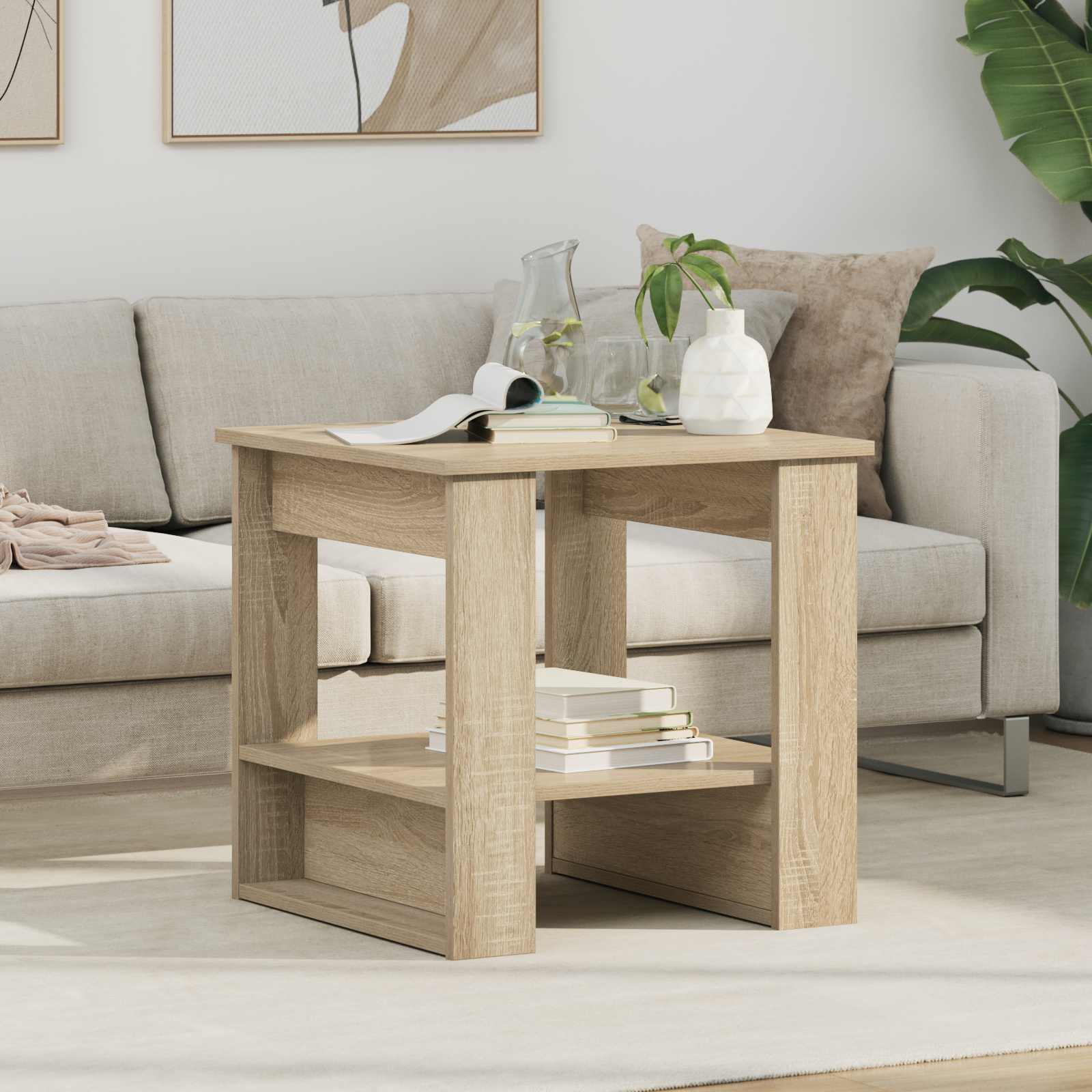 vidaXL Salontafel Wit 72 x 50 x 50 cm Bewerkt hout