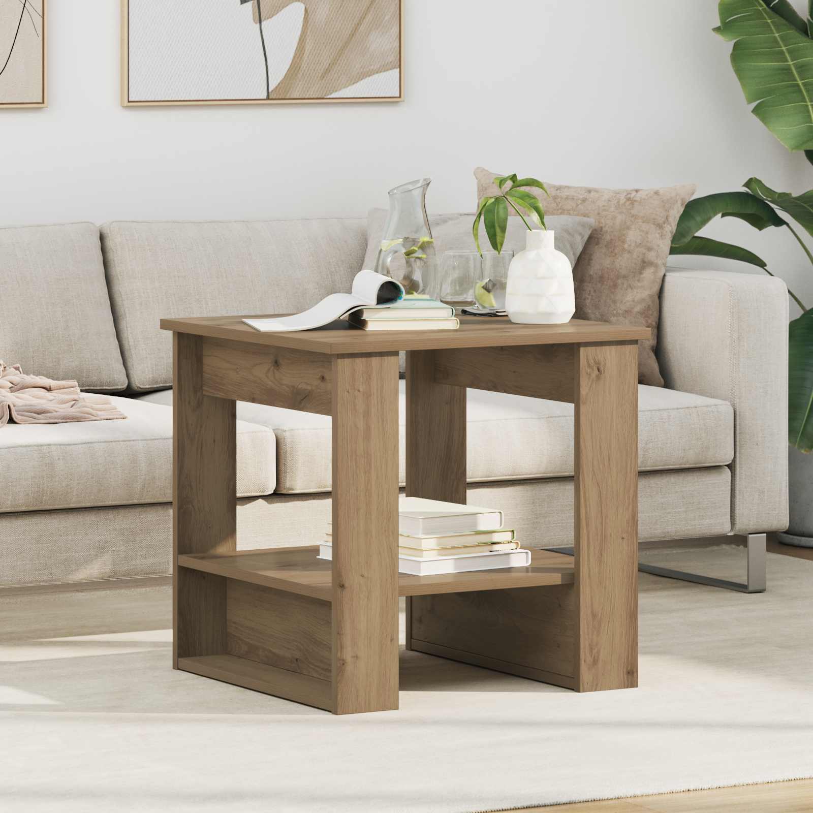 vidaXL Salontafel Wit 72 x 50 x 50 cm Bewerkt hout