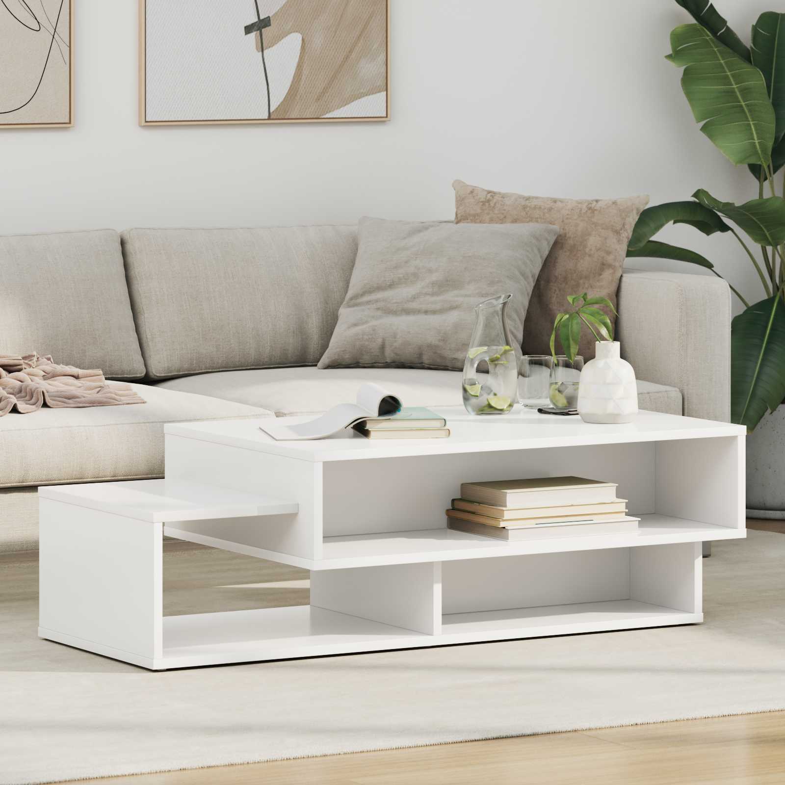 vidaXL Salontafel Wit 105 x 50 x 32,5 cm Bewerkt hout