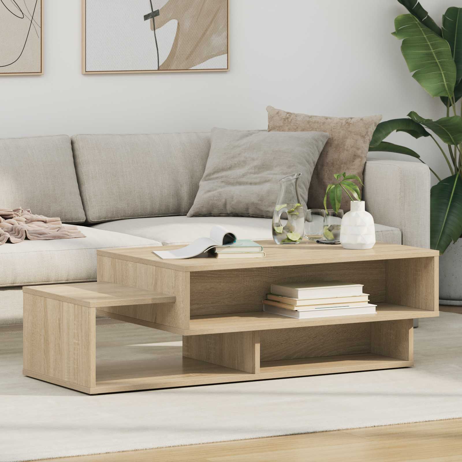 vidaXL Salontafel Wit 105 x 50 x 32,5 cm Bewerkt hout