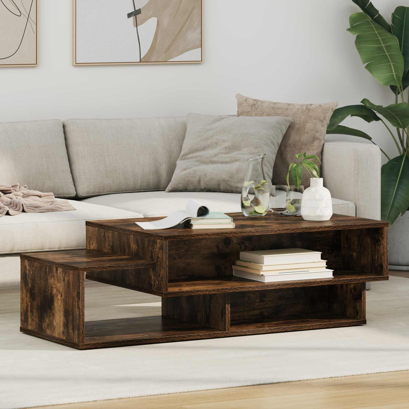 vidaXL Salontafel Wit 105 x 50 x 32,5 cm Bewerkt hout