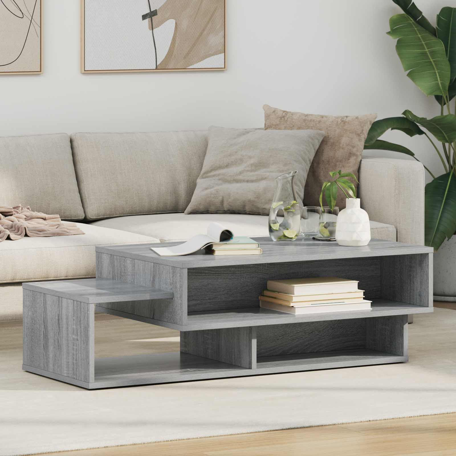 vidaXL Salontafel Wit 105 x 50 x 32,5 cm Bewerkt hout