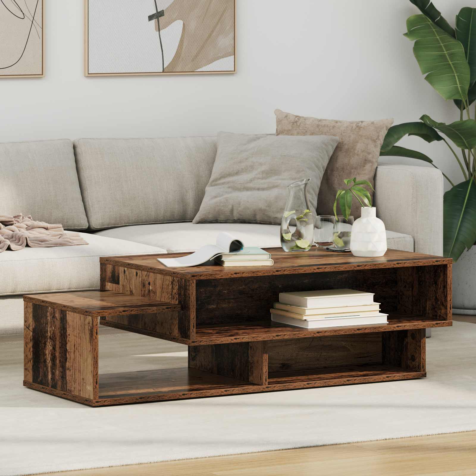 vidaXL Salontafel Wit 105 x 50 x 32,5 cm Bewerkt hout