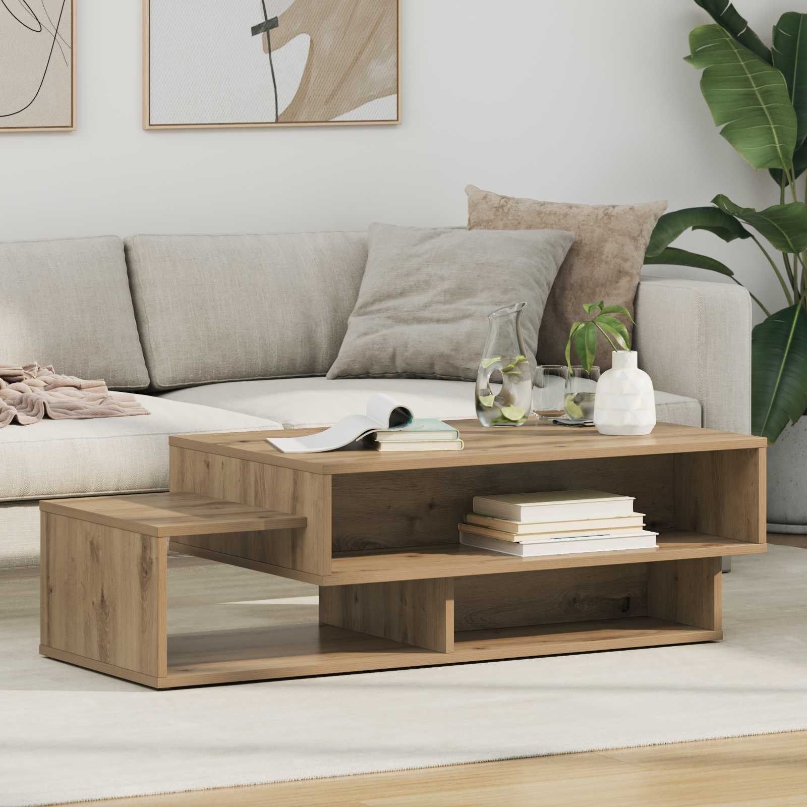 vidaXL Salontafel Wit 105 x 50 x 32,5 cm Bewerkt hout
