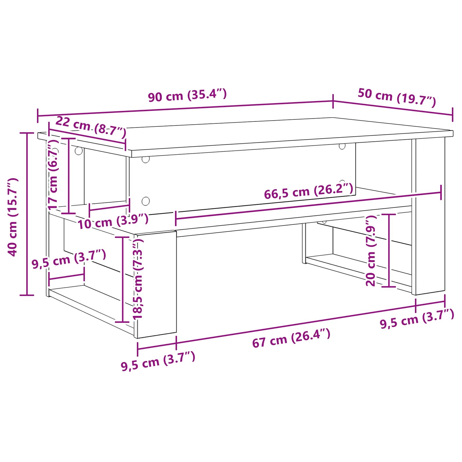 vidaXL Salontafel Wit 90 x 50 x 40 cm Bewerkt hout