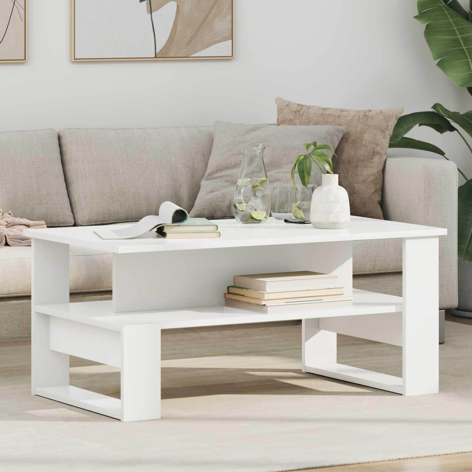 vidaXL Salontafel Wit 90 x 50 x 40 cm Bewerkt hout