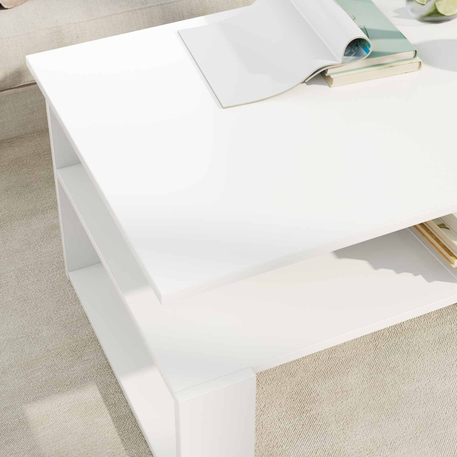 vidaXL Salontafel Wit 90 x 50 x 40 cm Bewerkt hout