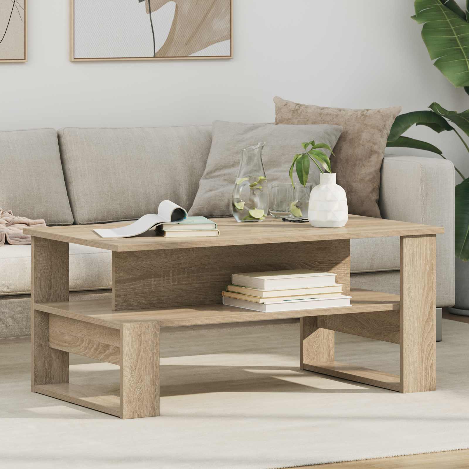 vidaXL Salontafel Wit 90 x 50 x 40 cm Bewerkt hout