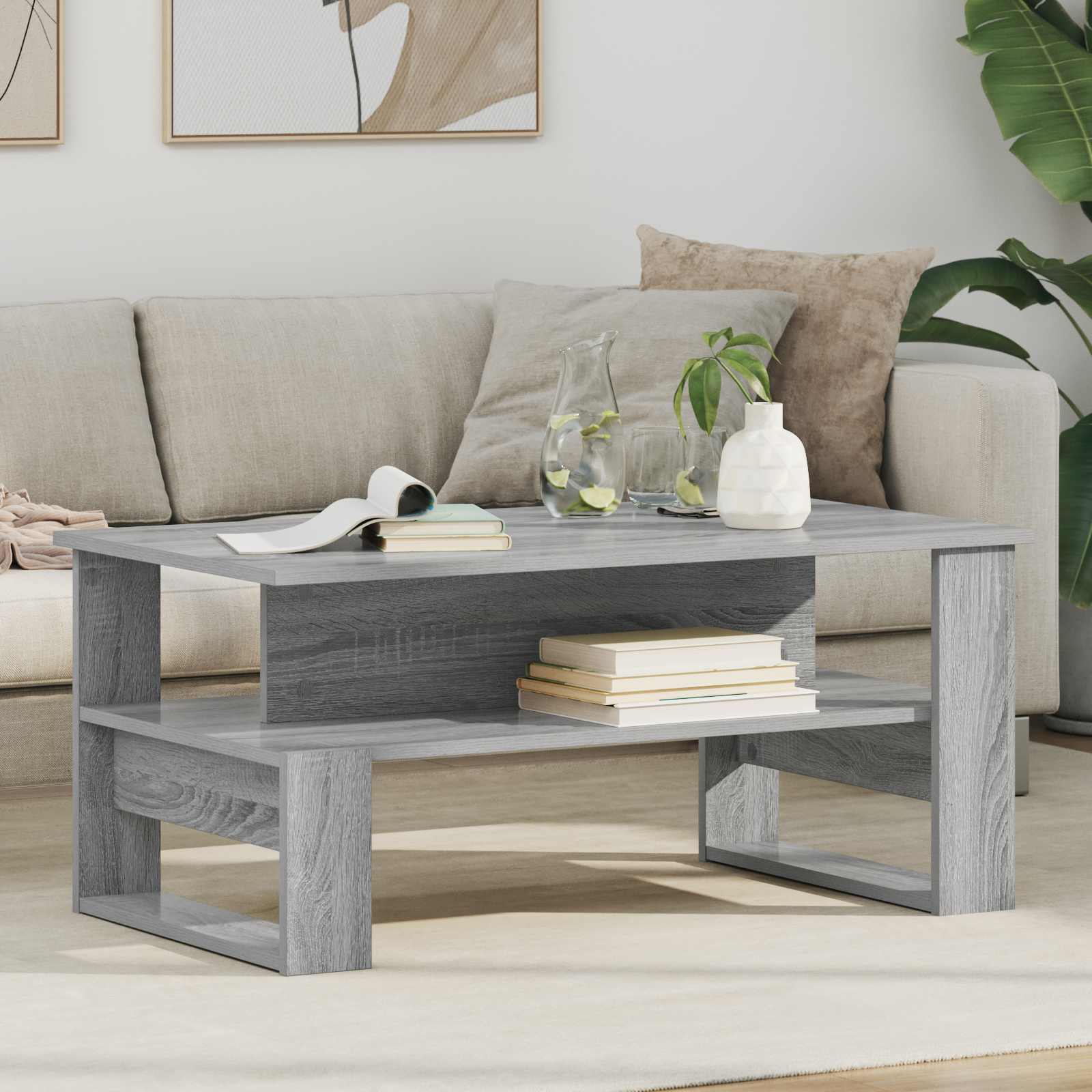 vidaXL Salontafel Wit 90 x 50 x 40 cm Bewerkt hout