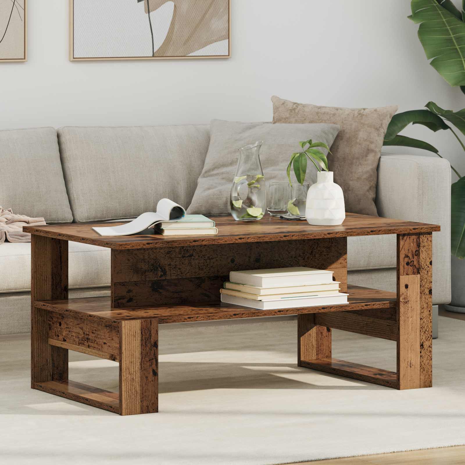 vidaXL Salontafel Wit 90 x 50 x 40 cm Bewerkt hout