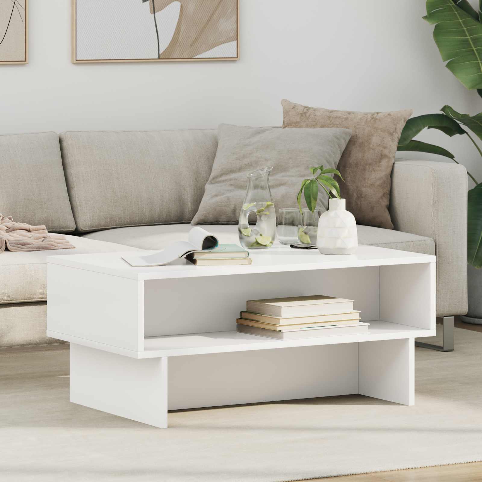vidaXL Salontafel Wit 80 x 46 x 35 cm Bewerkt hout