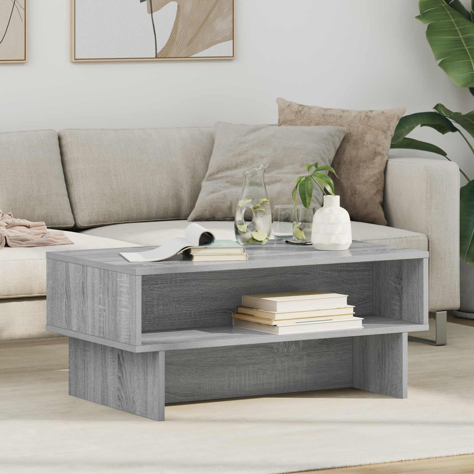 vidaXL Salontafel Wit 80 x 46 x 35 cm Bewerkt hout