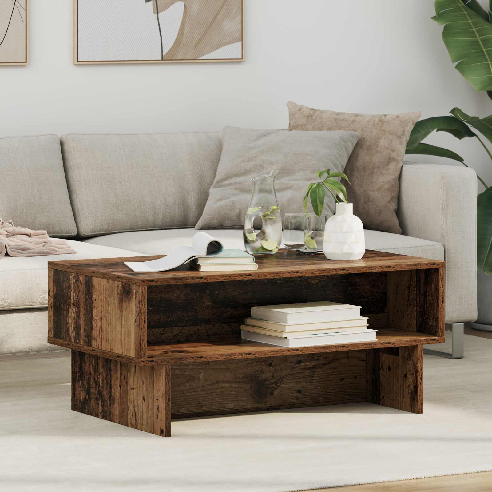 vidaXL Salontafel Wit 80 x 46 x 35 cm Bewerkt hout