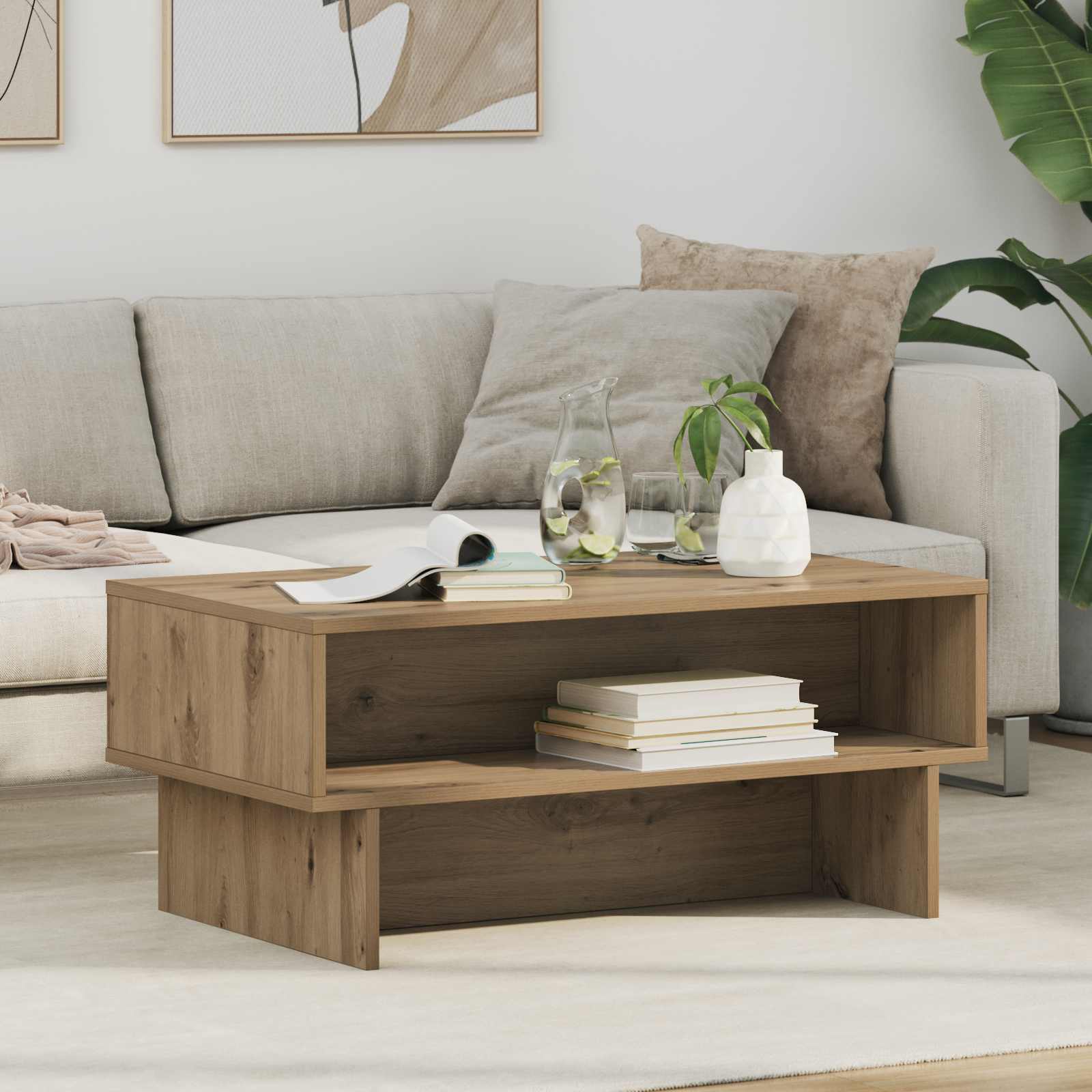 vidaXL Salontafel Wit 80 x 46 x 35 cm Bewerkt hout