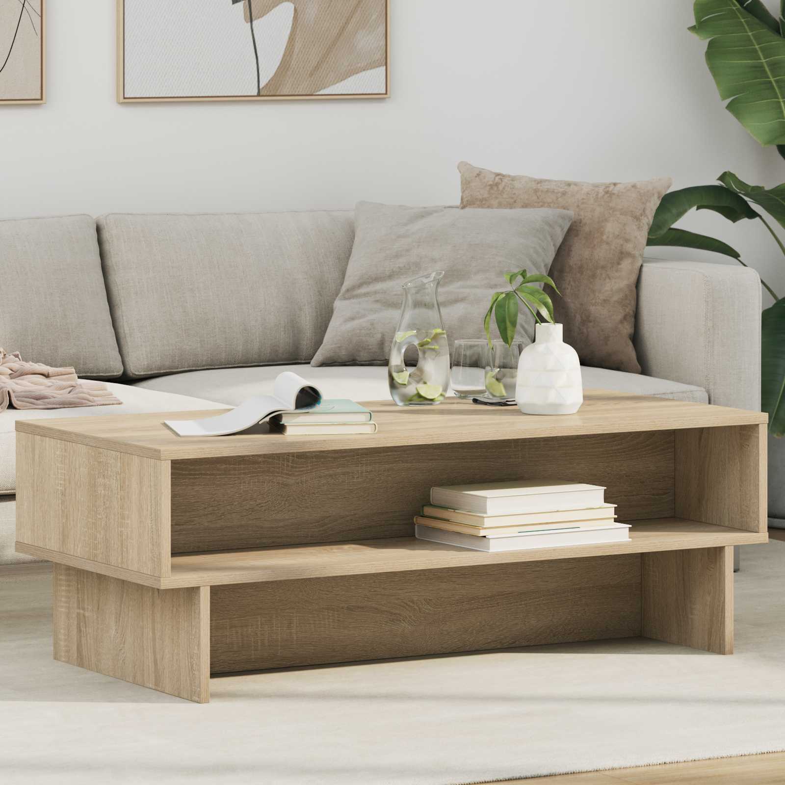 vidaXL Salontafel Wit 80 x 46 x 35 cm Bewerkt hout