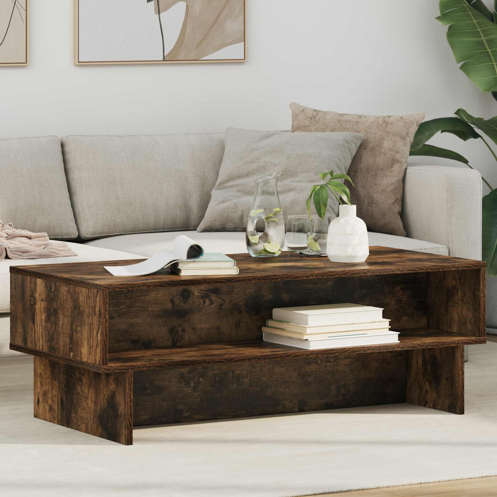 vidaXL Salontafel Wit 80 x 46 x 35 cm Bewerkt hout