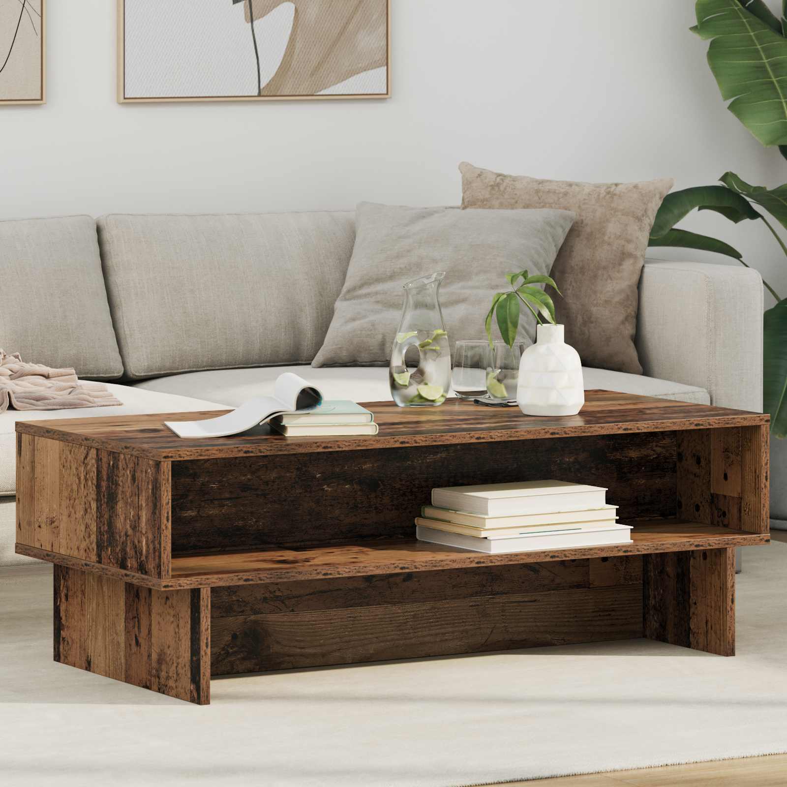 vidaXL Salontafel Wit 80 x 46 x 35 cm Bewerkt hout