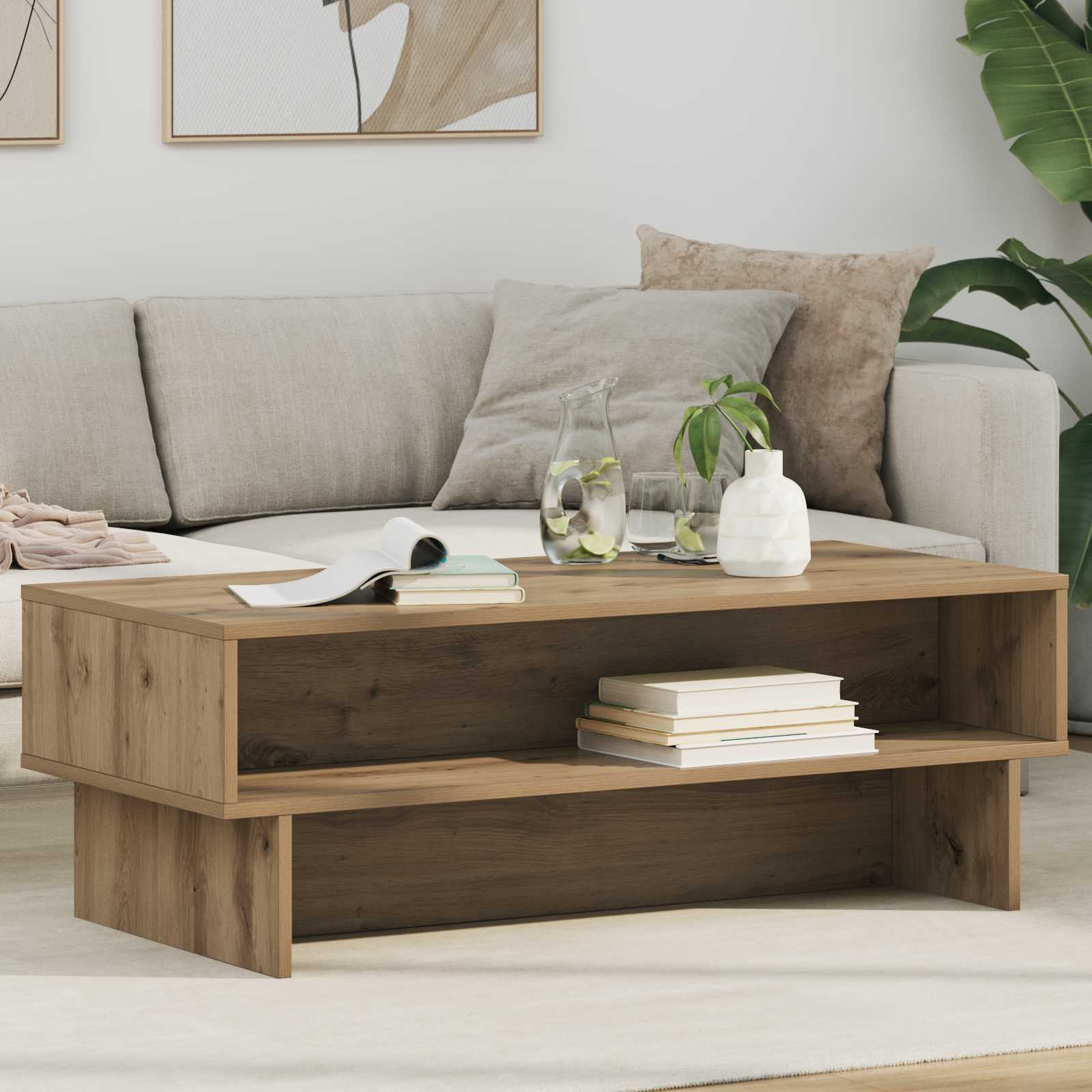 vidaXL Salontafel Wit 80 x 46 x 35 cm Bewerkt hout