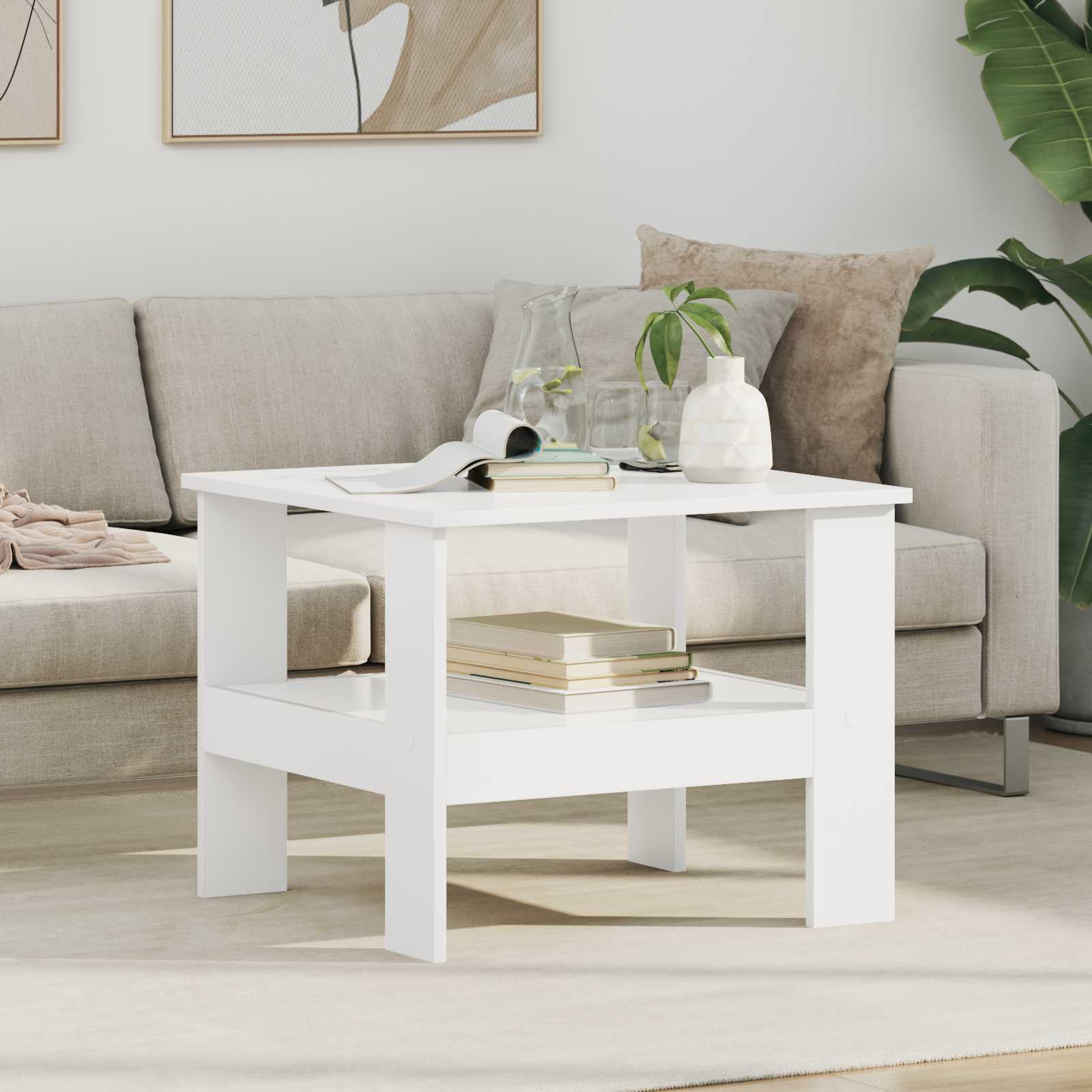 vidaXL Salontafel Wit 57 x 55 x 45 cm Bewerkt hout