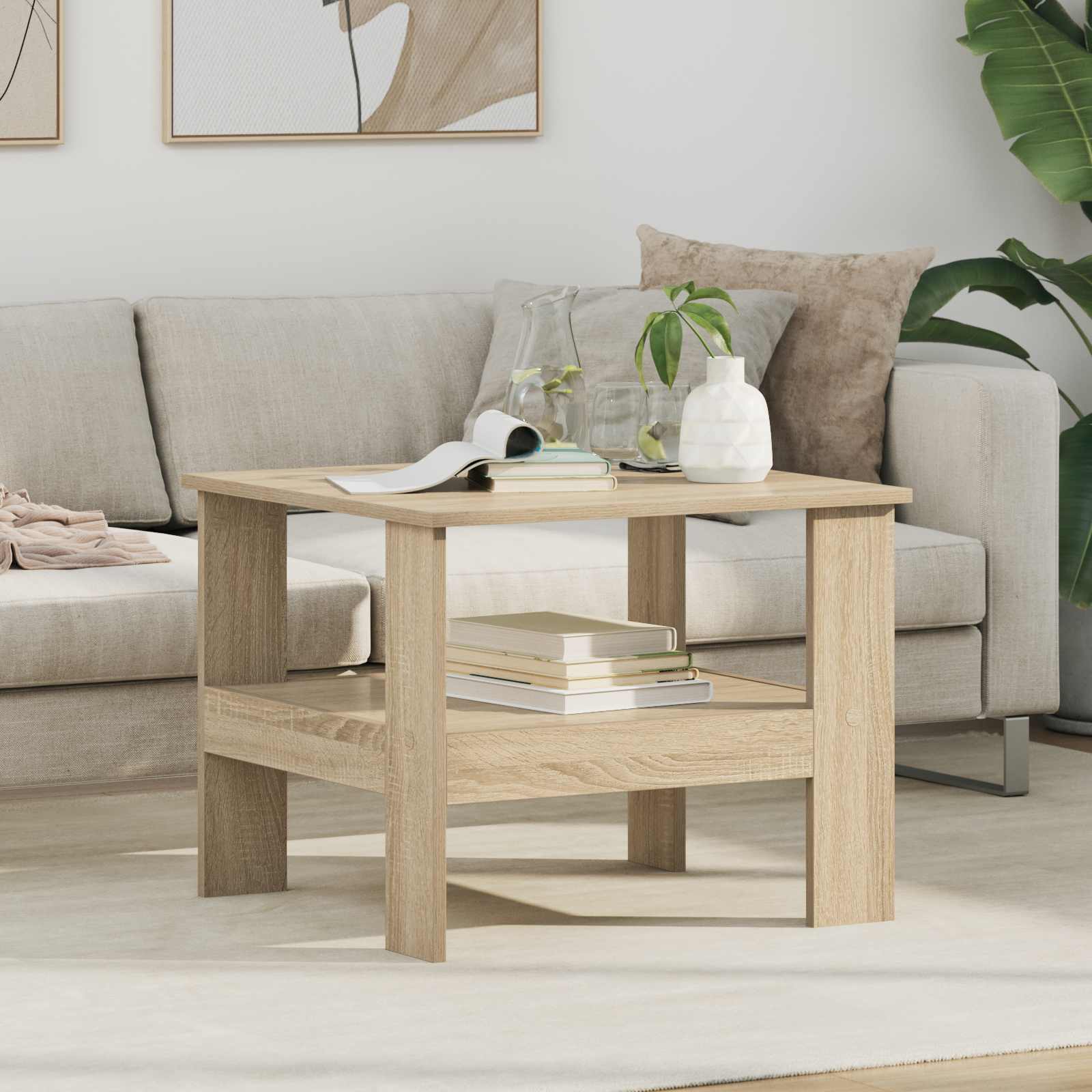 vidaXL Salontafel Wit 57 x 55 x 45 cm Bewerkt hout