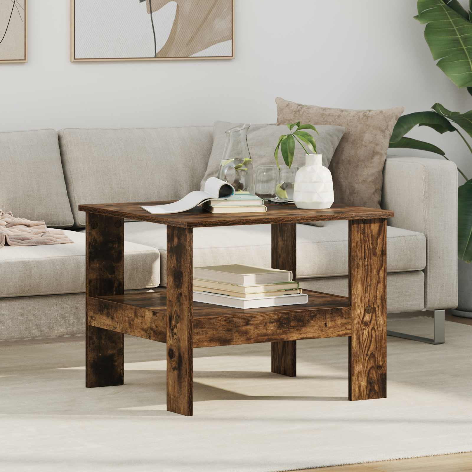 vidaXL Salontafel Wit 57 x 55 x 45 cm Bewerkt hout