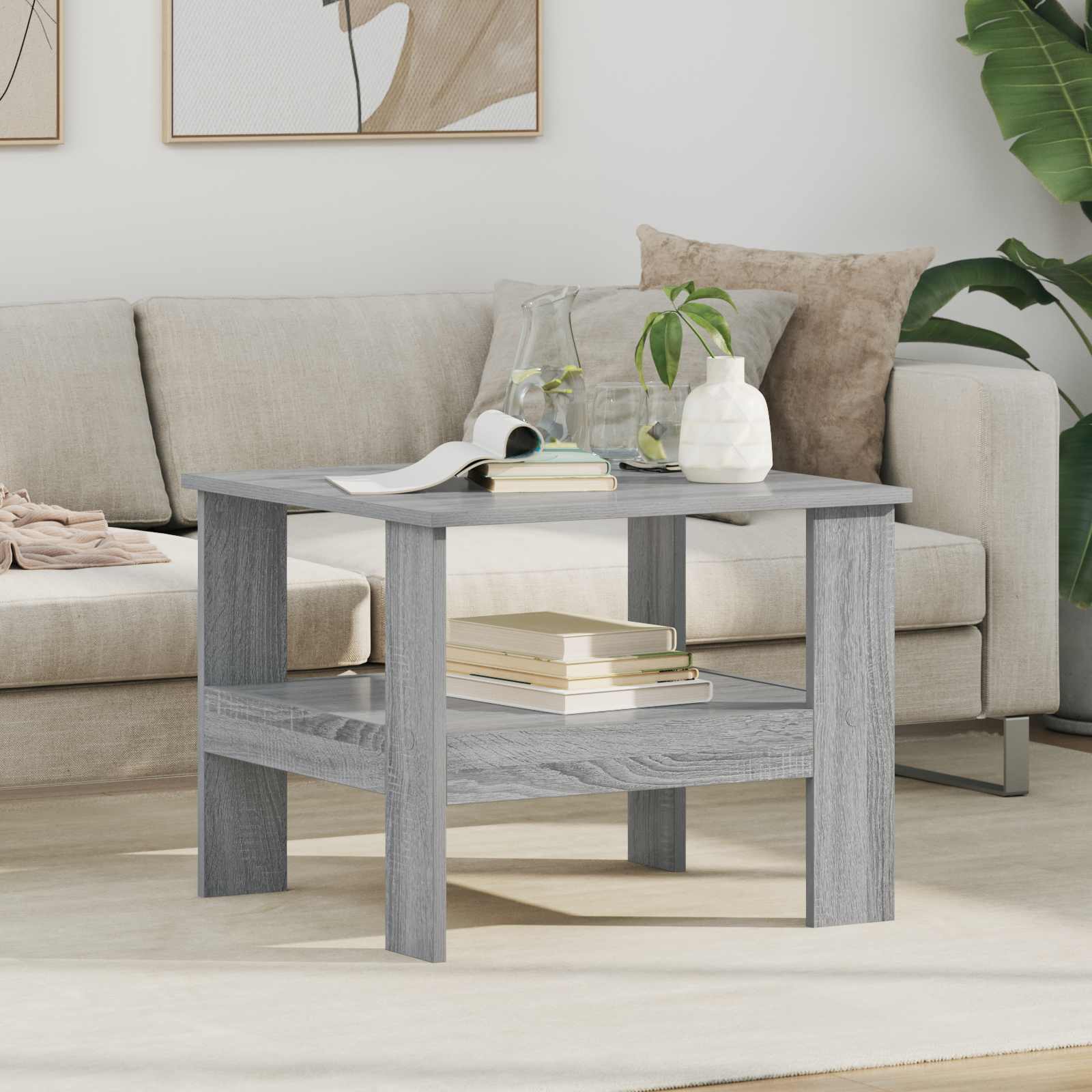 vidaXL Salontafel Wit 57 x 55 x 45 cm Bewerkt hout