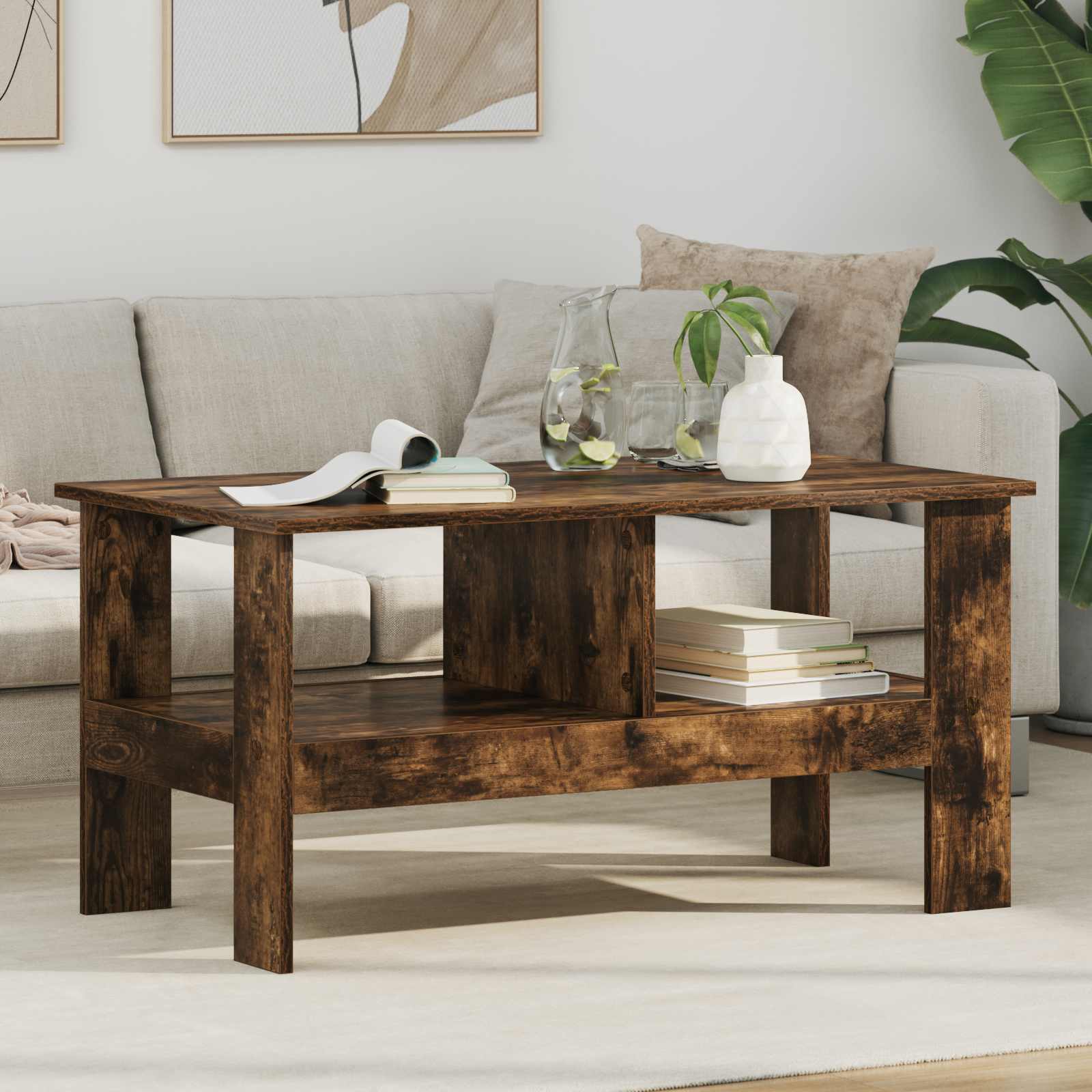 vidaXL Salontafel Wit 57 x 55 x 45 cm Bewerkt hout