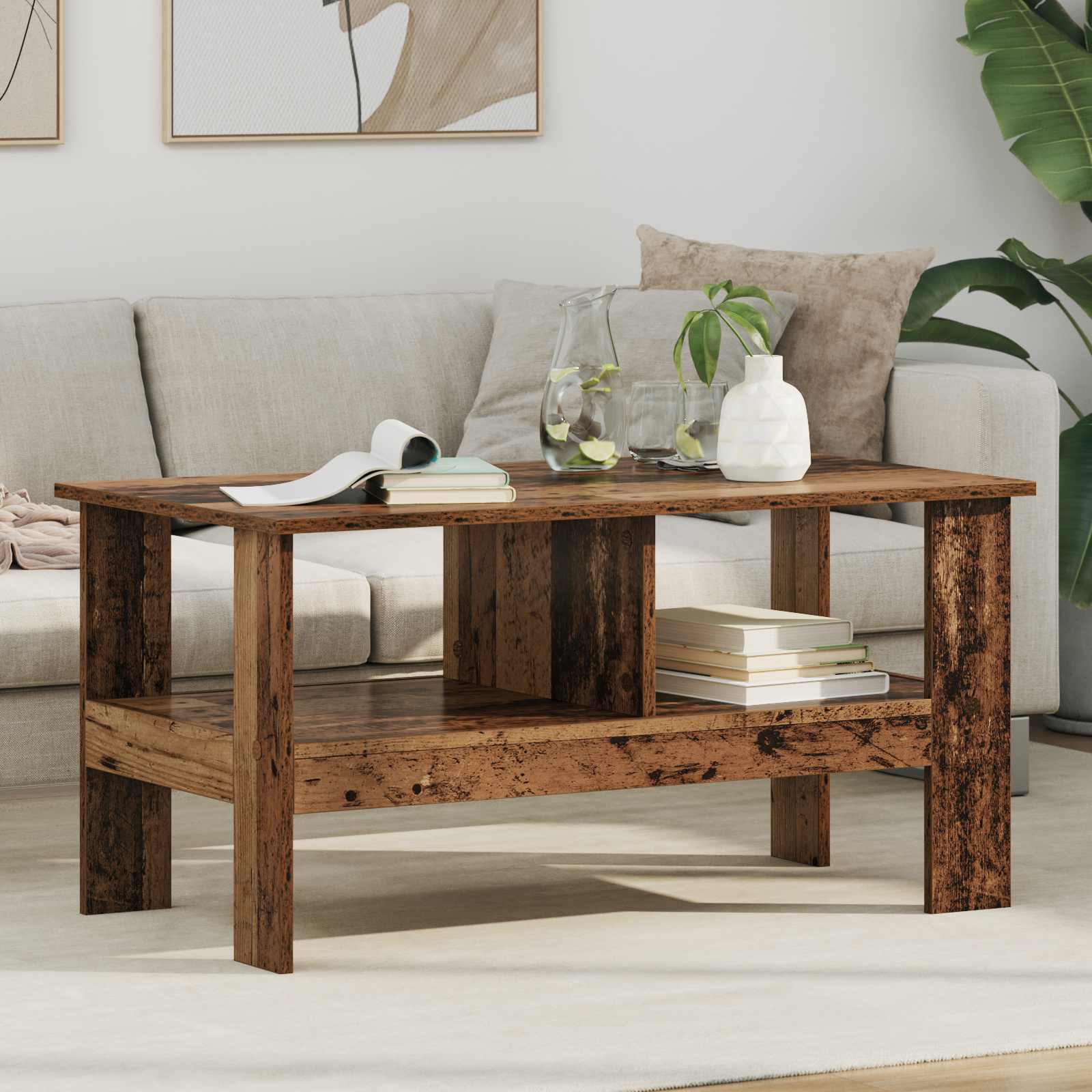 vidaXL Salontafel Wit 57 x 55 x 45 cm Bewerkt hout