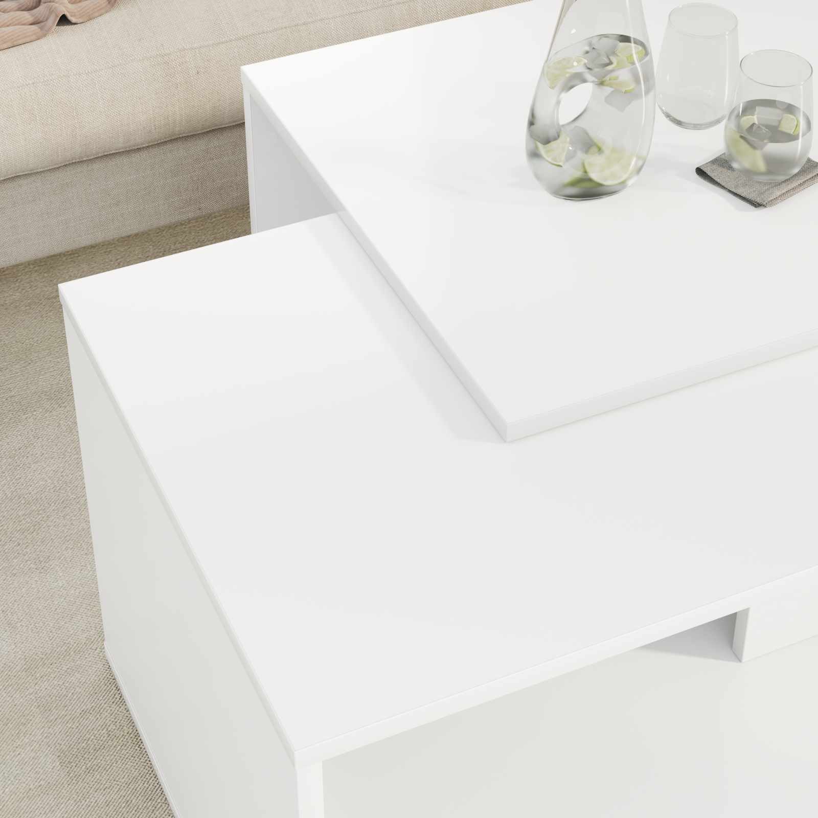 vidaXL Koffietafel Set 2 pcs Wit Bewerkt hout