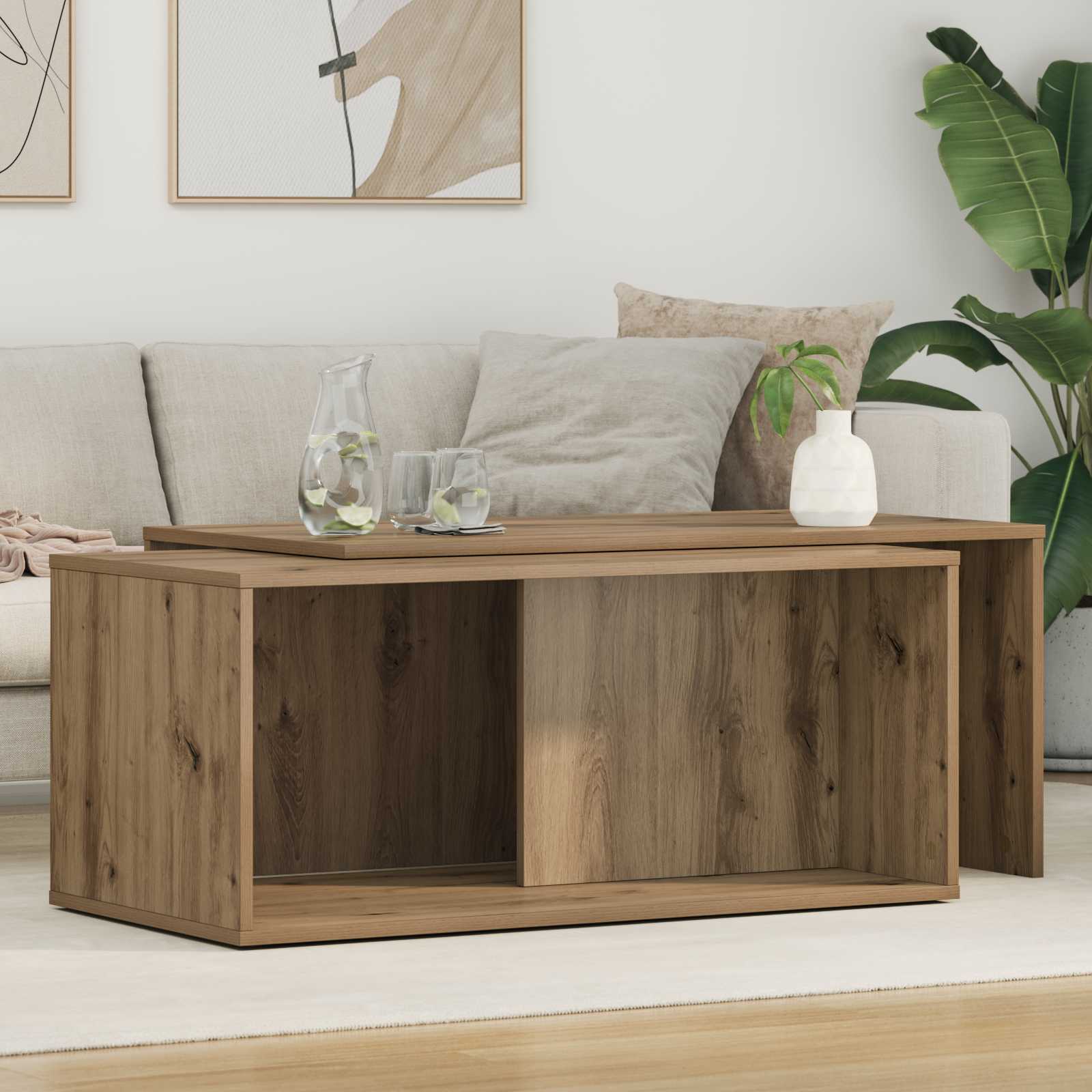 vidaXL Koffietafel Set 2 pcs Wit Bewerkt hout