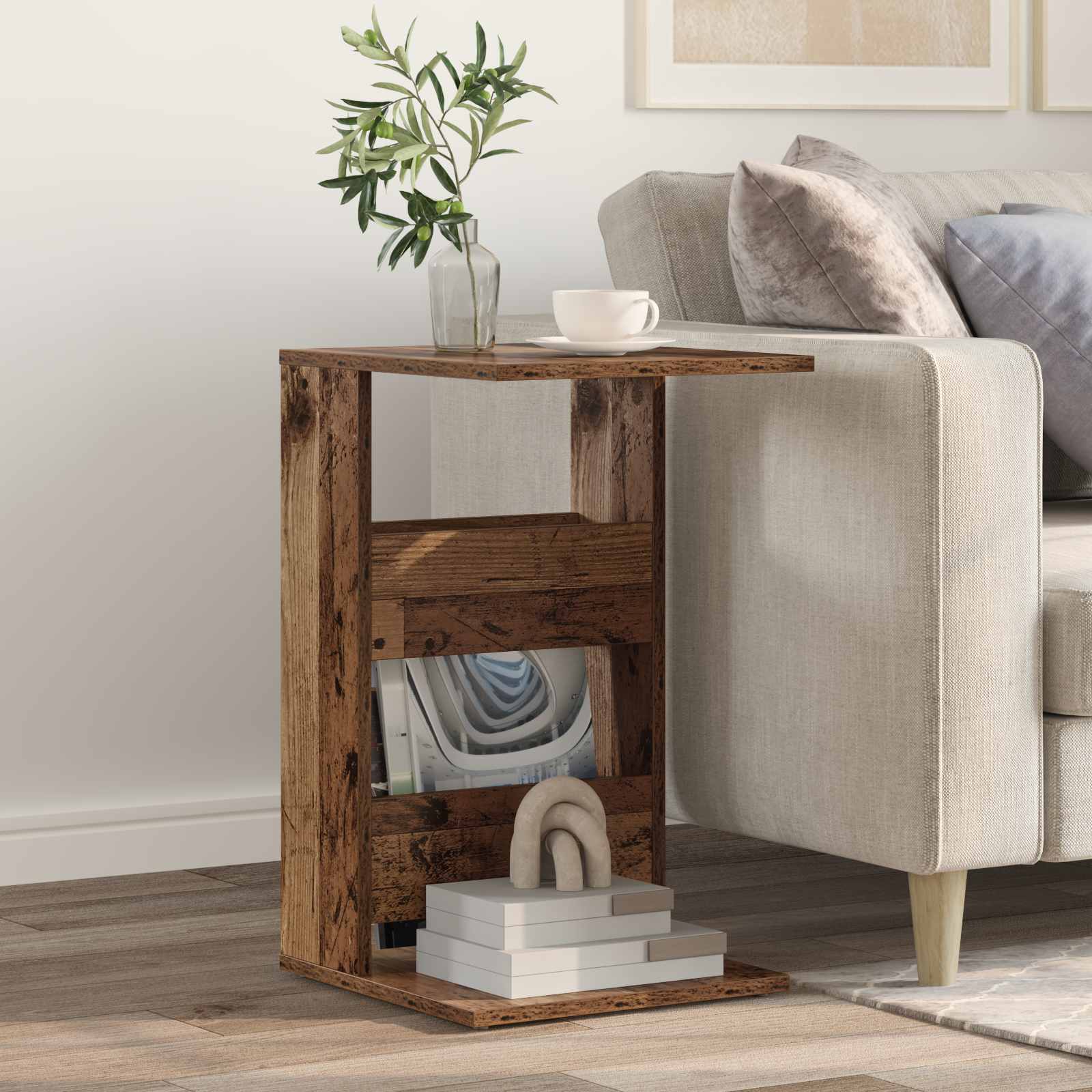 vidaXL Bijzettafel Wit 40 x 35 x 60,5 cm Bewerkt hout