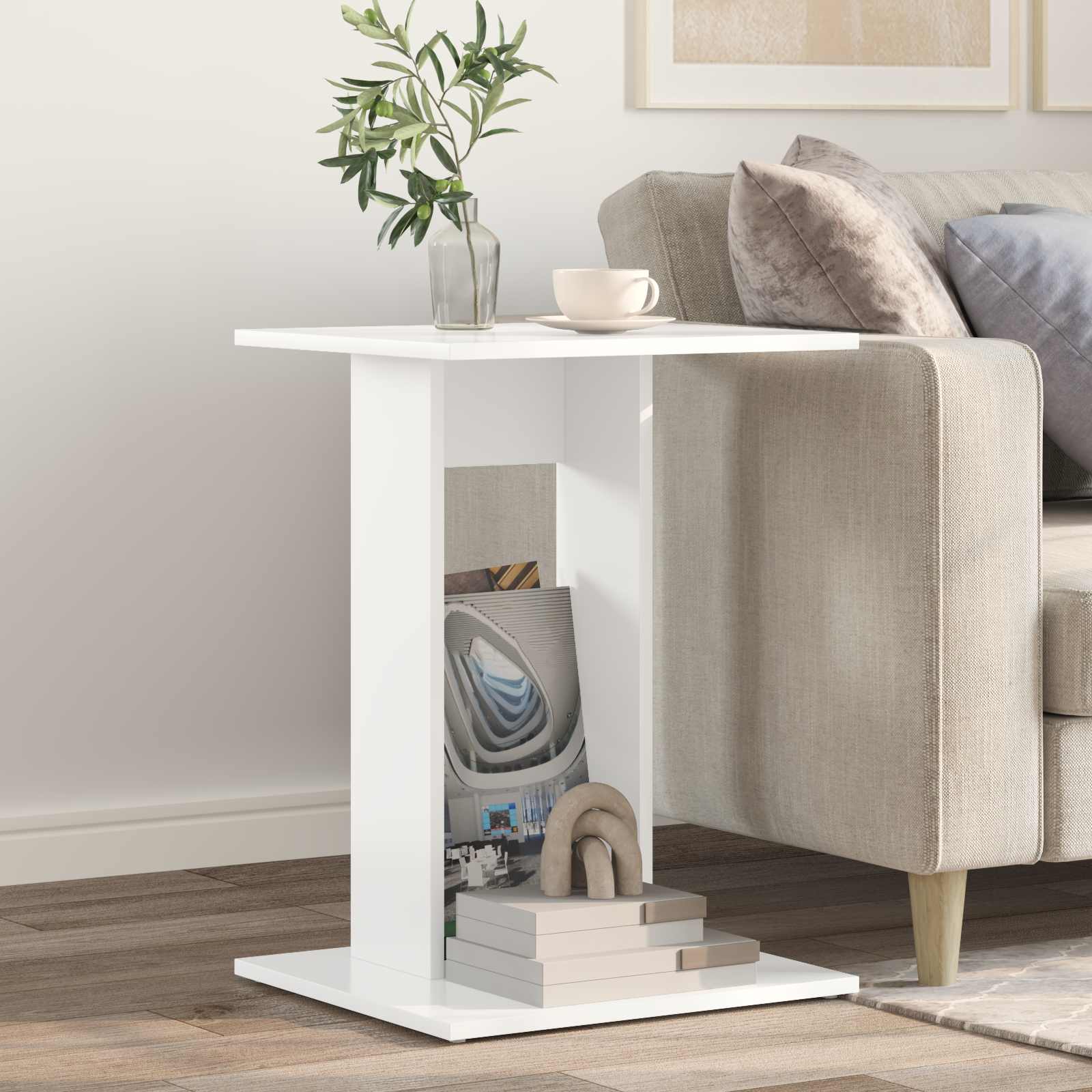 vidaXL Bijzettafel Wit 45 x 40 x 62,5 cm Bewerkt hout
