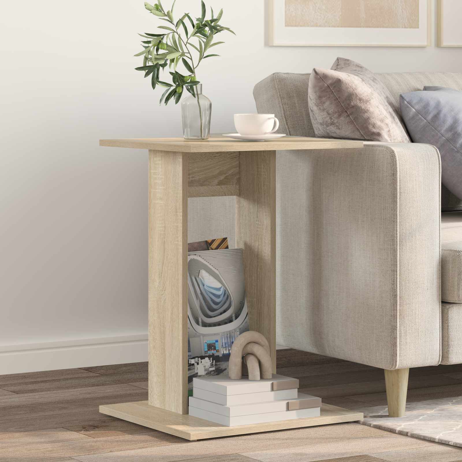 vidaXL Bijzettafel Wit 45 x 40 x 62,5 cm Bewerkt hout