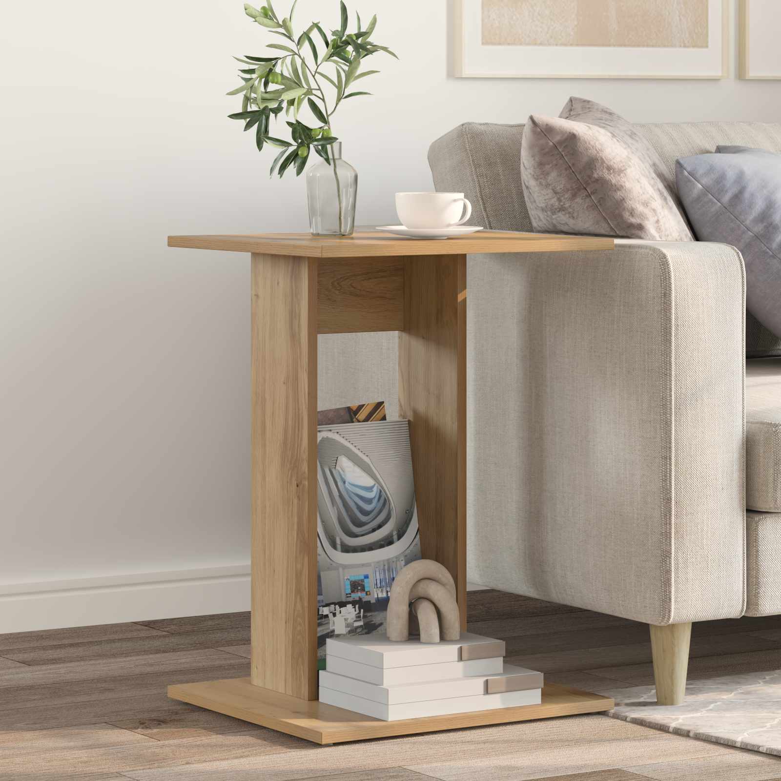 vidaXL Bijzettafel Wit 45 x 40 x 62,5 cm Bewerkt hout