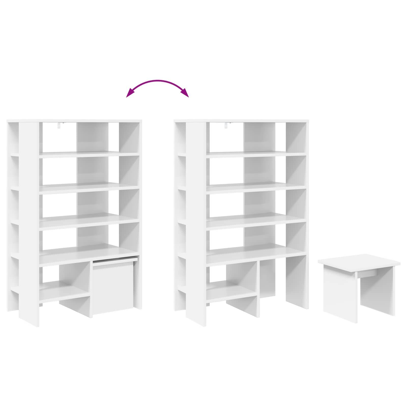 vidaXL Schoenenkast met plank met opslag 2 pcs Wit Bewerkt hout