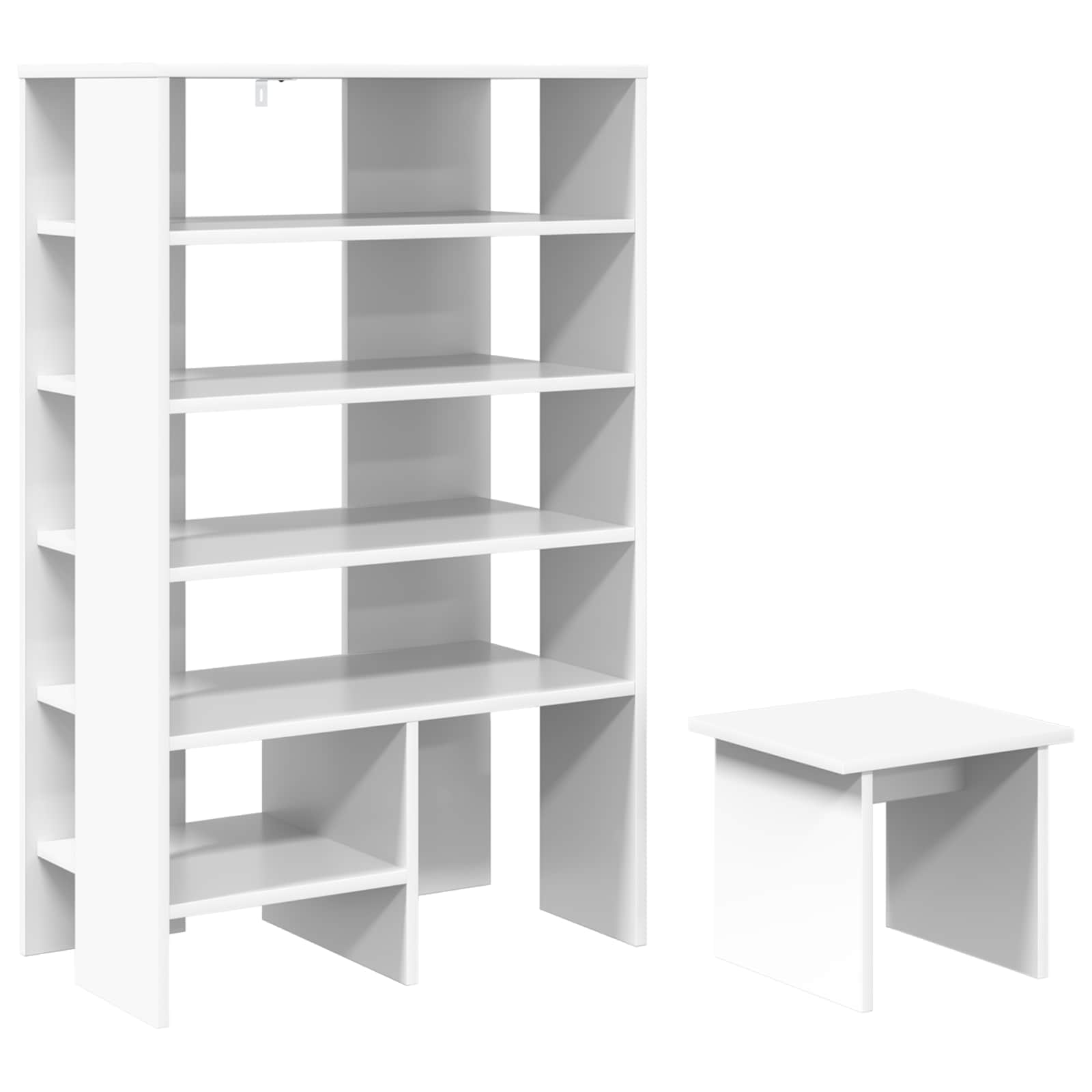 vidaXL Schoenenkast met plank met opslag 2 pcs Wit Bewerkt hout