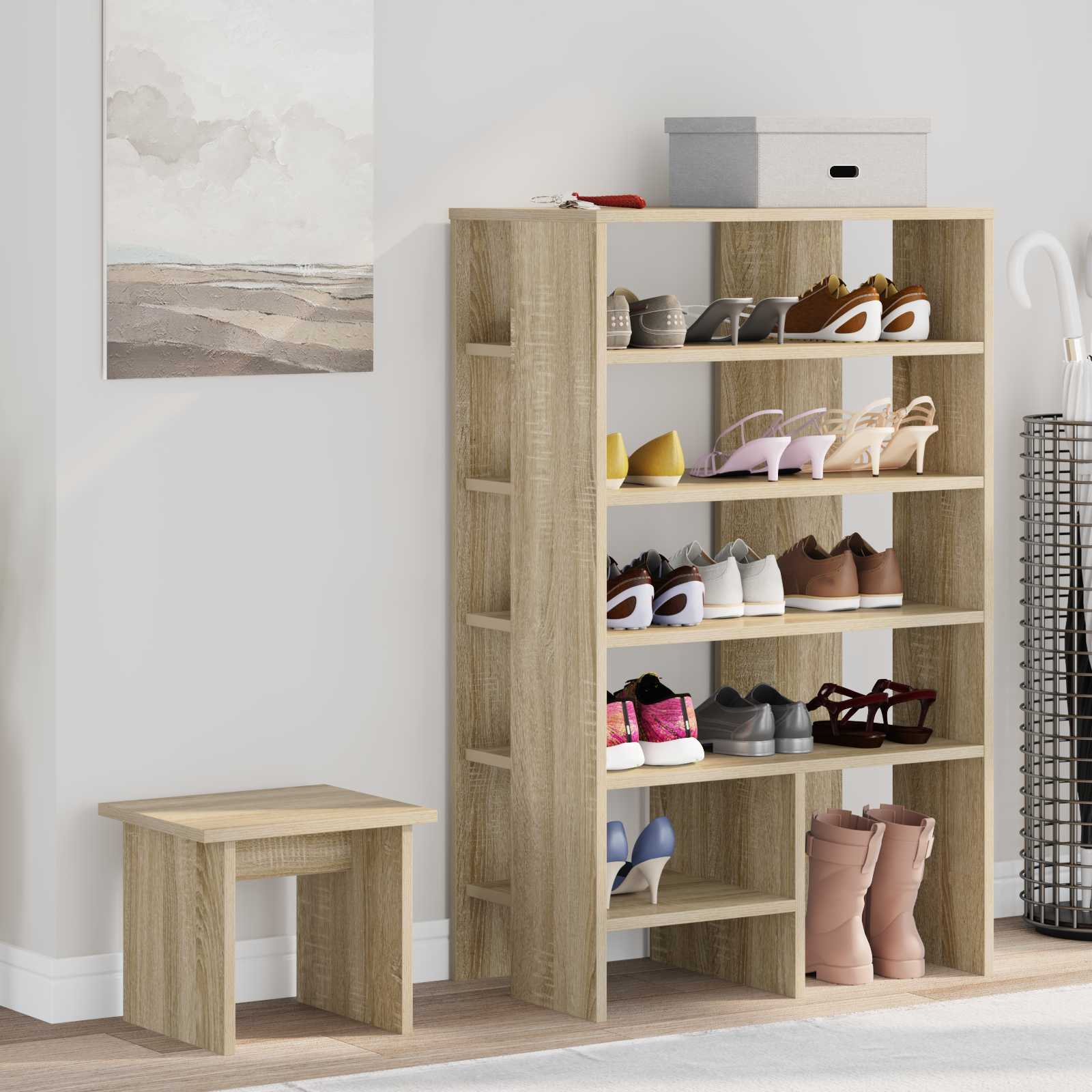 vidaXL Schoenenkast met plank met opslag 2 pcs Wit Bewerkt hout