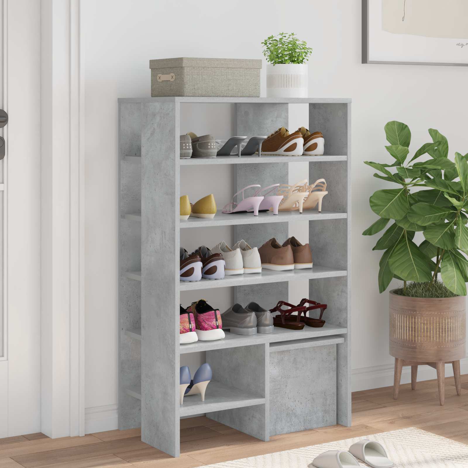 vidaXL Schoenenkast met plank met opslag 2 pcs Wit Bewerkt hout