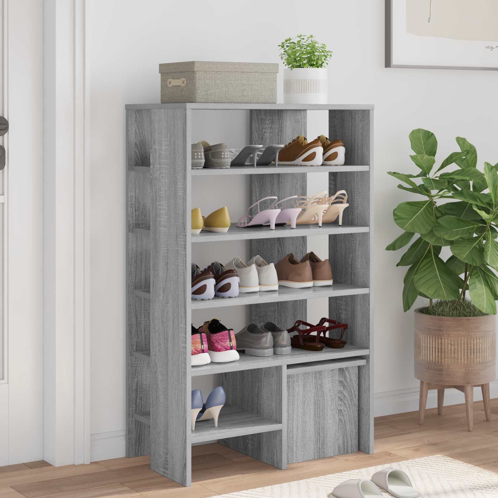 vidaXL Schoenenkast met plank met opslag 2 pcs Wit Bewerkt hout