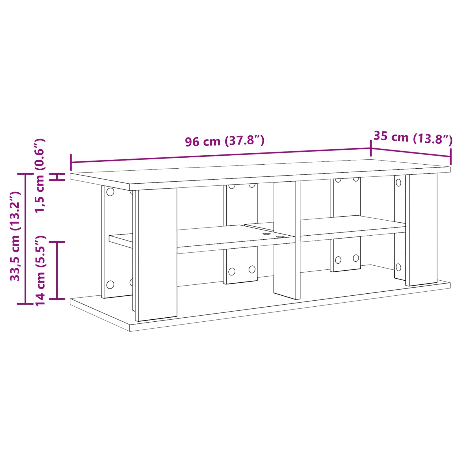 vidaXL TV-standaard Zwart Eiken 96 x 35 x 33,5 cm