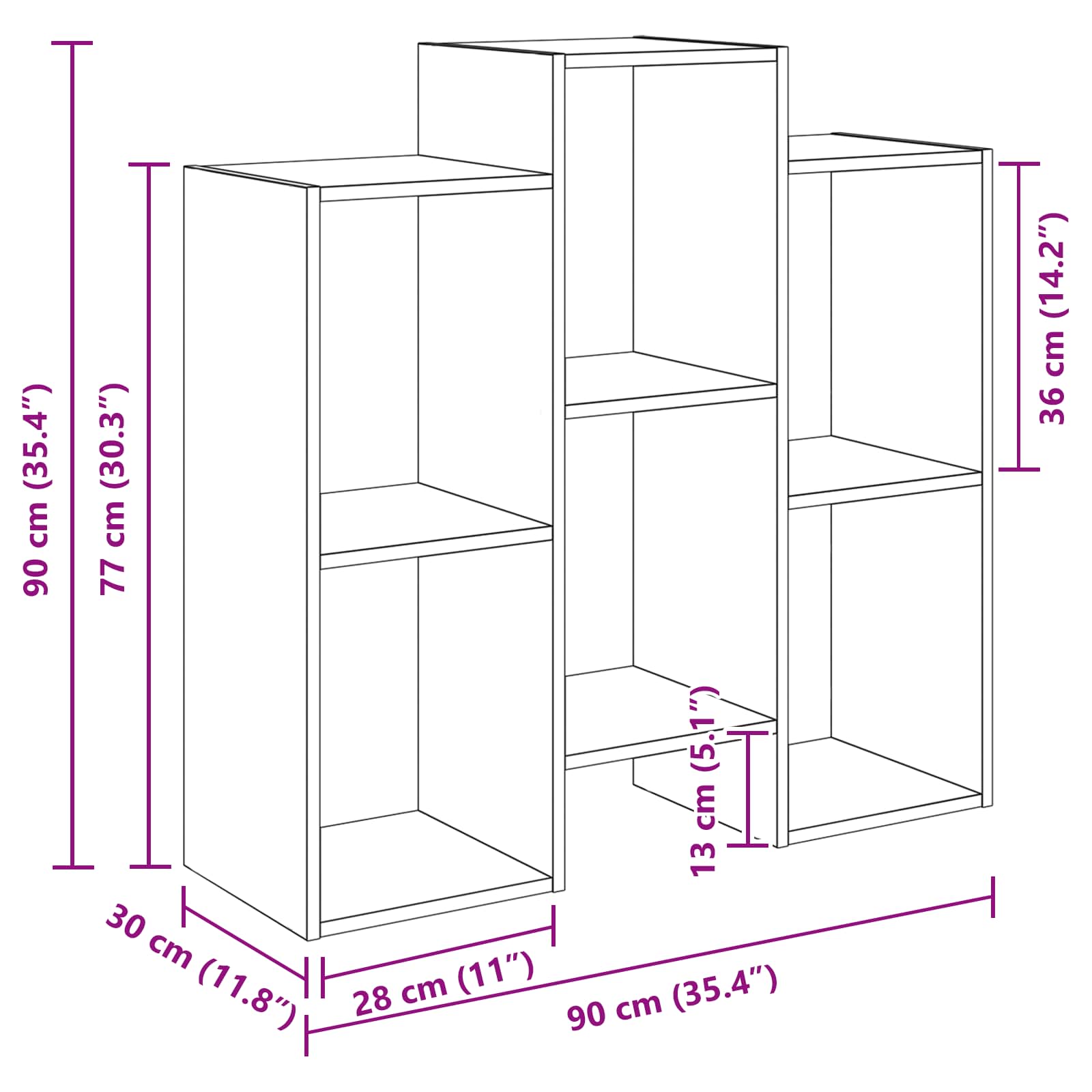 vidaXL Dressoir Sonoma Eiken 90 x 30 x 90 cm