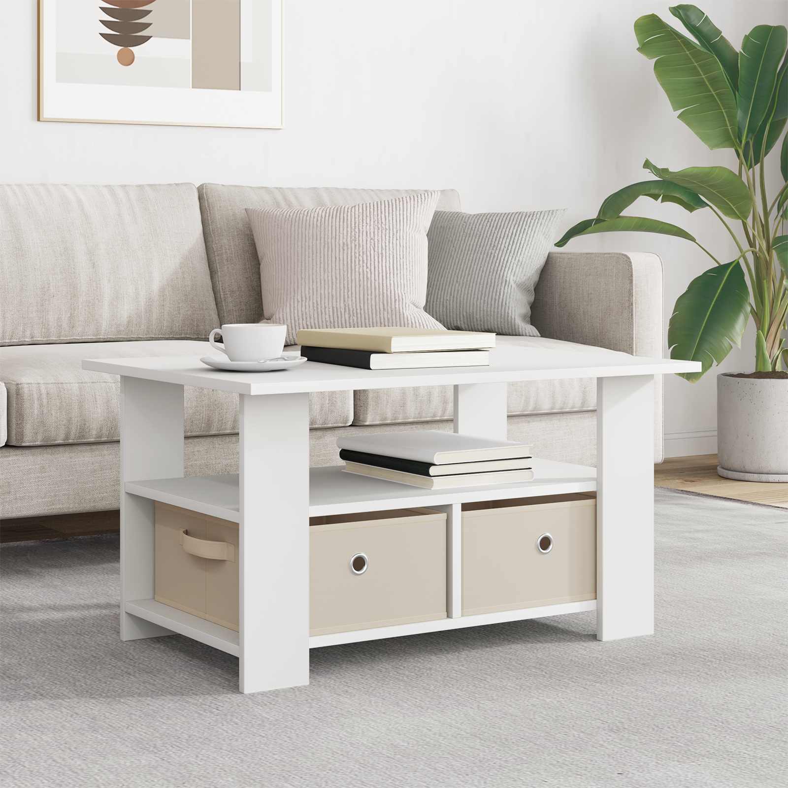 vidaXL Salontafel met lade Wit 77 x 55 x 42 cm Bewerkt hout