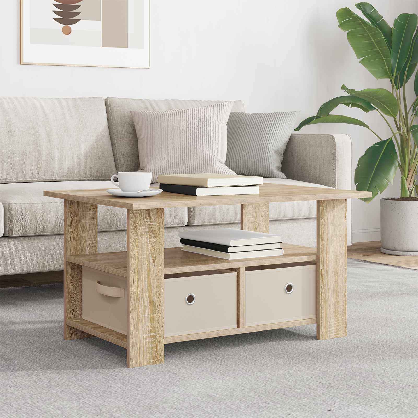 vidaXL Salontafel met lade Wit 77 x 55 x 42 cm Bewerkt hout