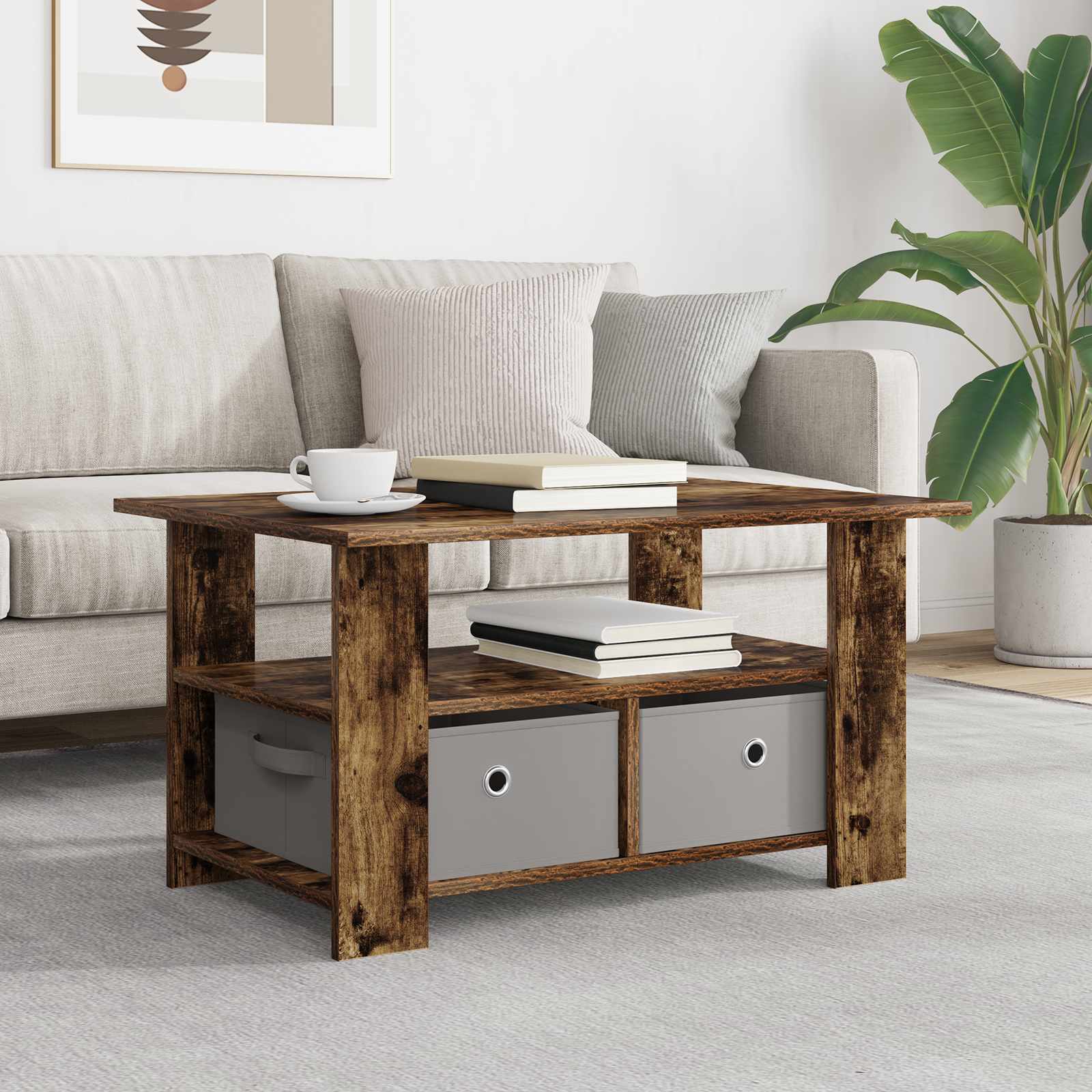 vidaXL Salontafel met lade Wit 77 x 55 x 42 cm Bewerkt hout