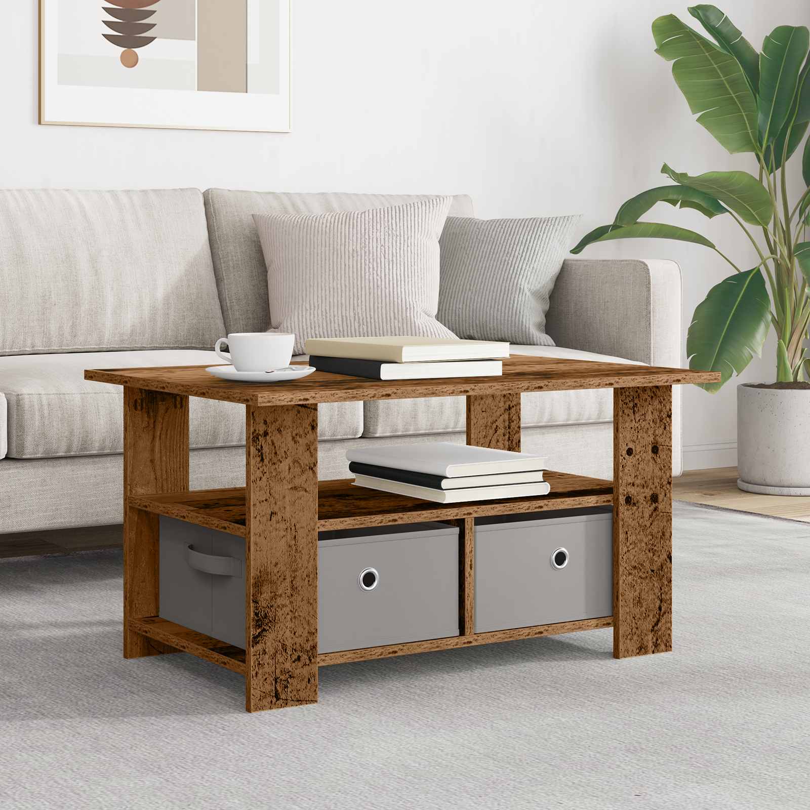 vidaXL Salontafel met lade Wit 77 x 55 x 42 cm Bewerkt hout